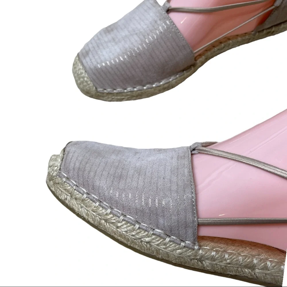 Eileen Fisher Lee Espadrilles 6 Slip-On Flat Loafers Suede Leather Taupe